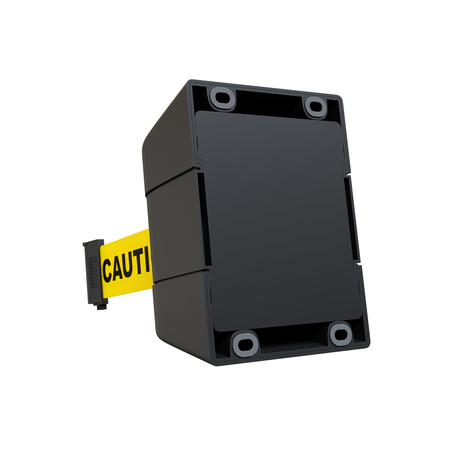 Montour Line Retractable Belt Barrier, Wall Mount, Black Case Fixed 20 ft. Caution Belt WMX160-BK-CAUYB-F-S-200